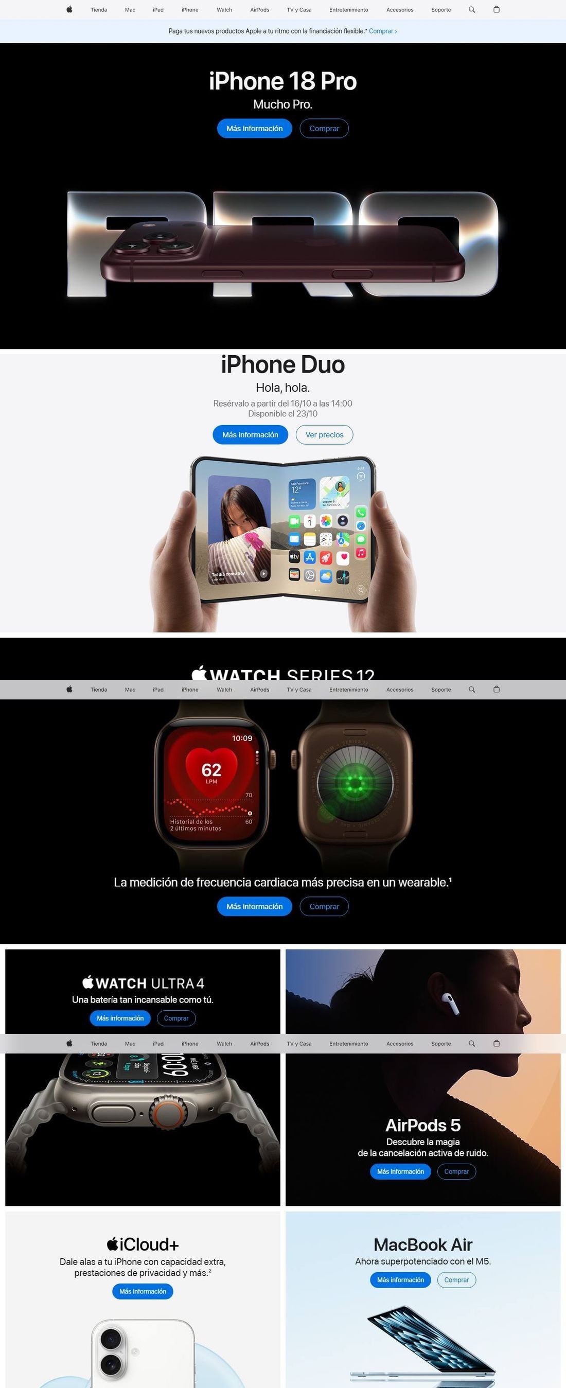 La portada de apple.com